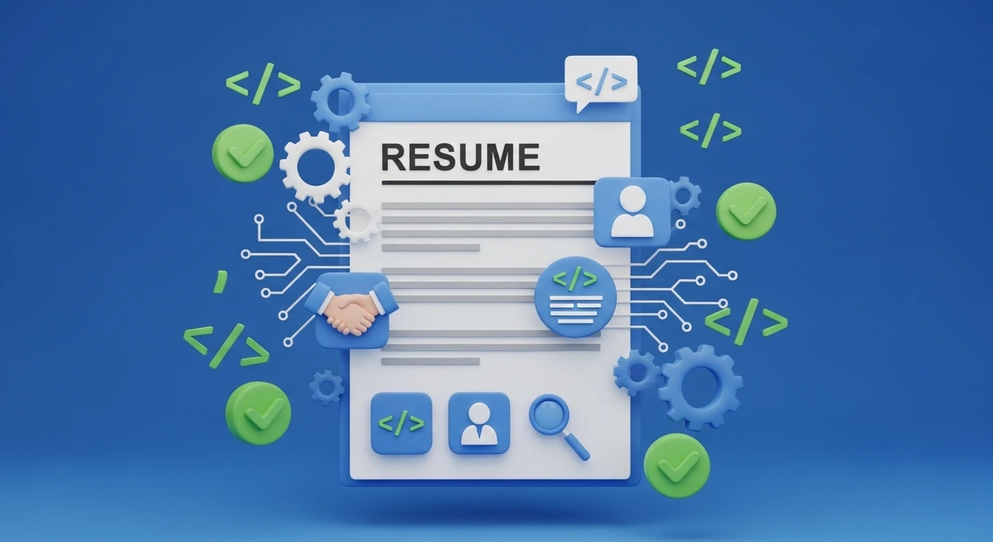 سيرة ذاتية تتفوق على أنظمة ATS مع أيقونات التكنولوجيا والموارد البشرية