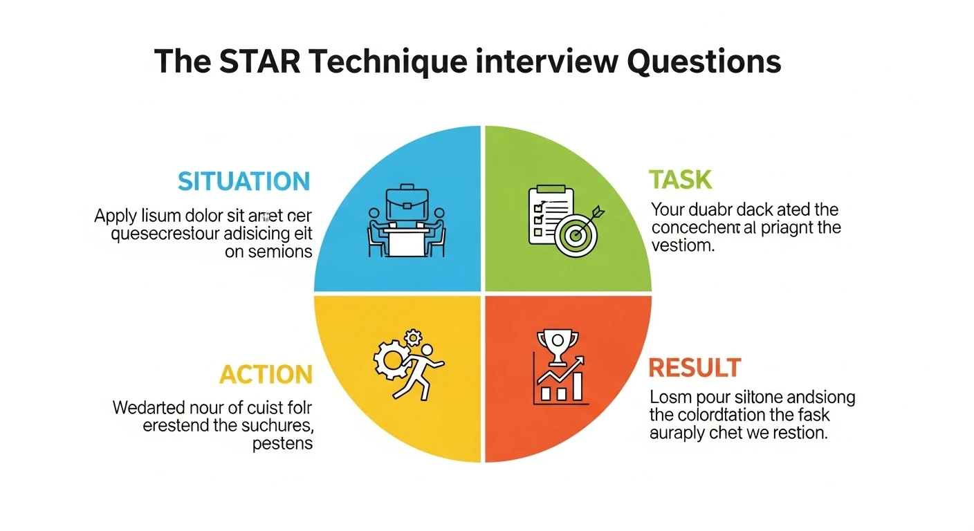 توضيح تقنية STAR للإجابة على أسئلة المقابلات السلوكية مع أمثلة